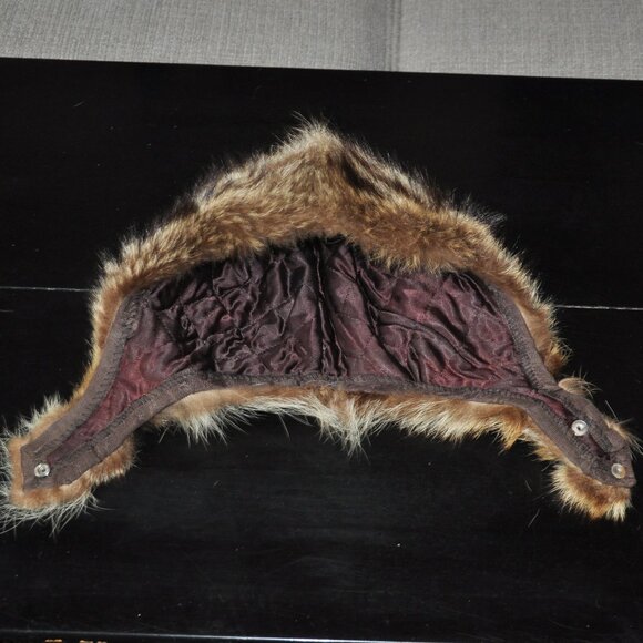 Vintage Raccoon Fur Winter Bonnet Hat Chin Strap Unisex Cap S Apres Ski - Picture 5 of 5